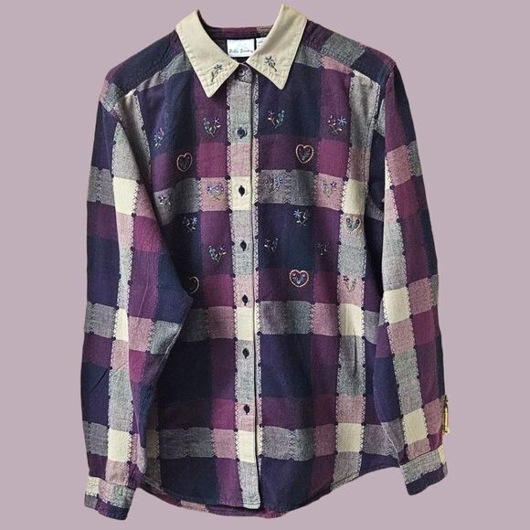 BOBBIE BROOKS Vintage Quilted Pattern Floral,Heart,Embroidery design Blouse - Picture 2 of 14